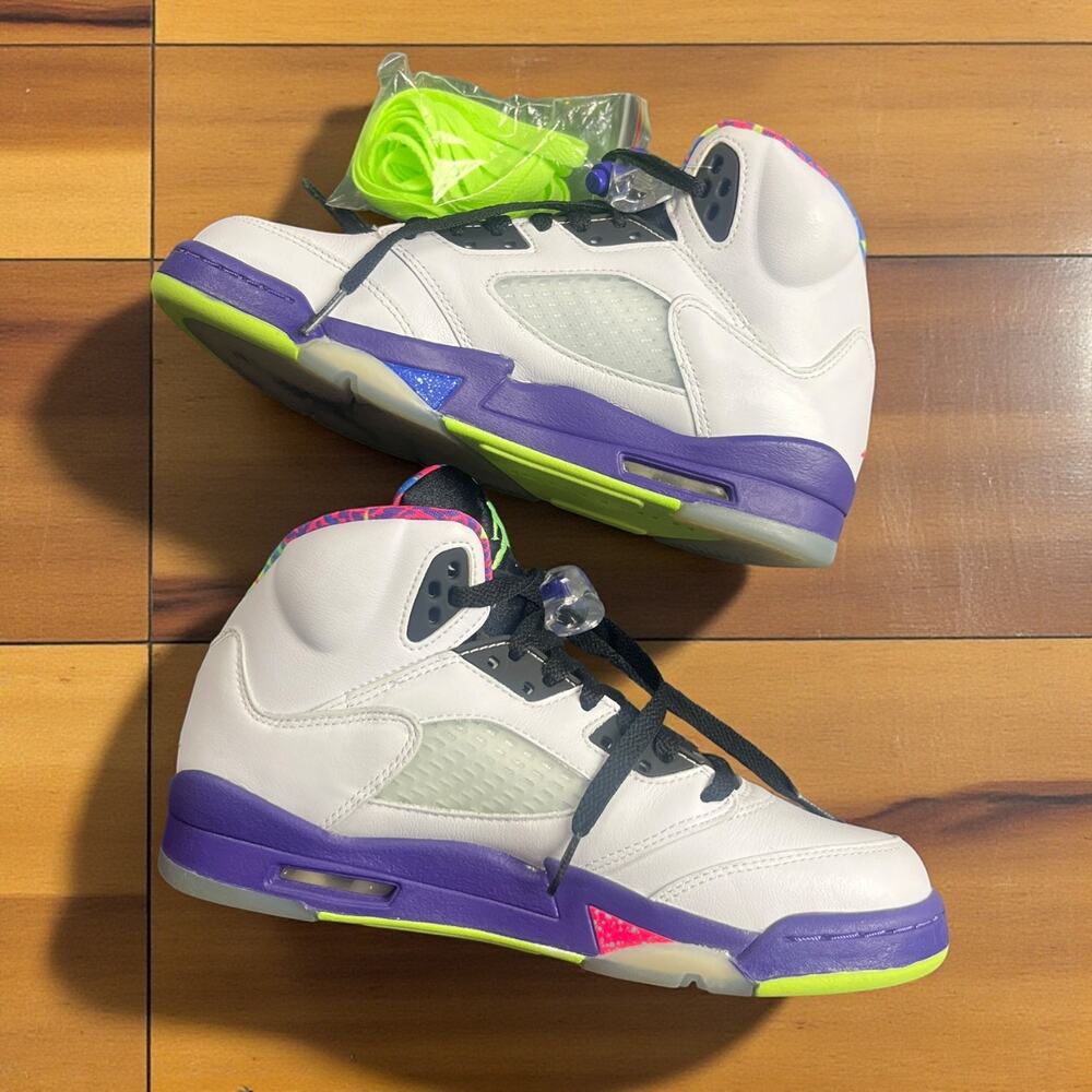 Nike Air Jordan 5 Retro GS Bel-Air White Purple Neon Pink Boys 6Y